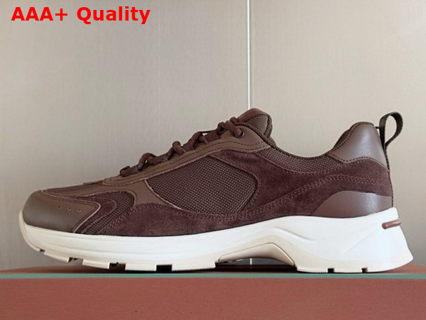 Loro Piana Cairn Walk Sneaker in Chocolate Technical Fabric and Split Calfskin Replica