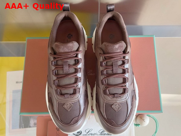 Loro Piana Cairn Walk Sneaker in Chocolate Technical Fabric and Split Calfskin Replica