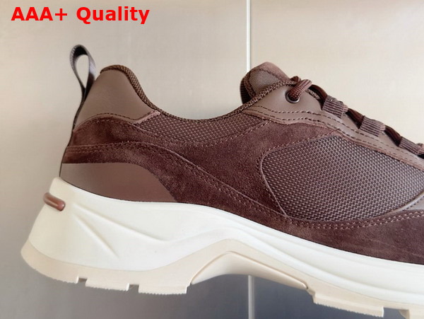 Loro Piana Cairn Walk Sneaker in Chocolate Technical Fabric and Split Calfskin Replica