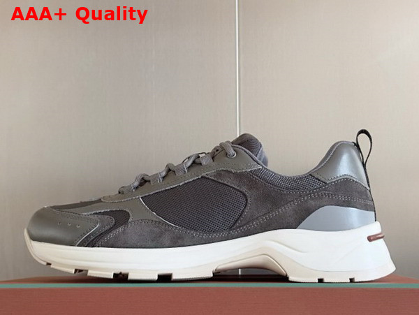 Loro Piana Cairn Walk Sneaker in Grey Technical Fabric and Split Calfskin Replica