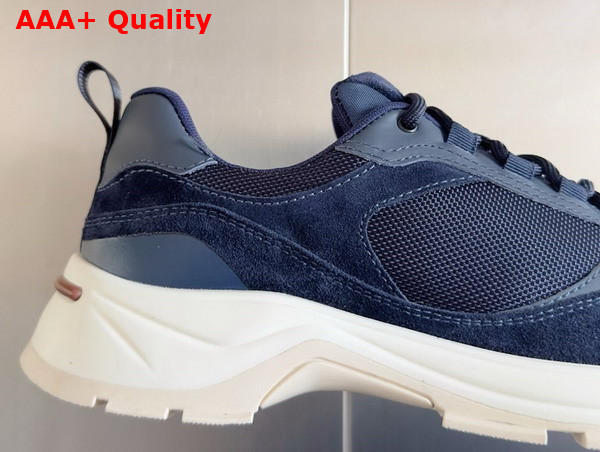 Loro Piana Cairn Walk Sneaker in Navy Blue Technical Fabric and Split Calfskin Replica