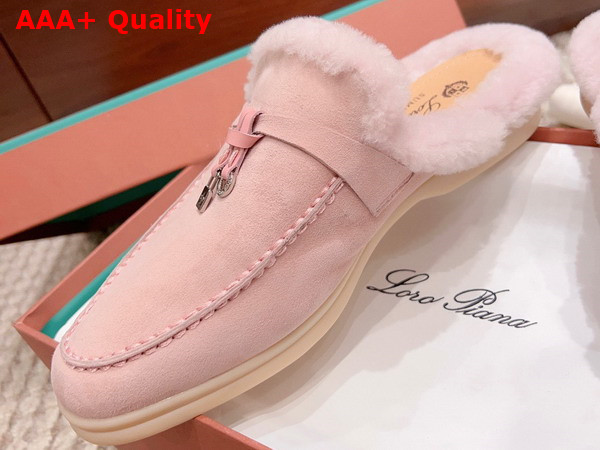 Loro Piana Charms Walk Babouche Loafers in Flowering Cherry Suede Leather Replica