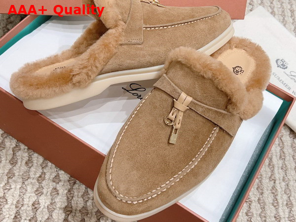 Loro Piana Charms Walk Babouche Loafers in Natural Suede Leather Replica