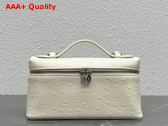 Loro Piana Extra Pocket Pouch L19 White Ostrich Leather Replica