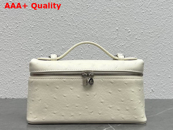 Loro Piana Extra Pocket Pouch L19 White Ostrich Leather Replica