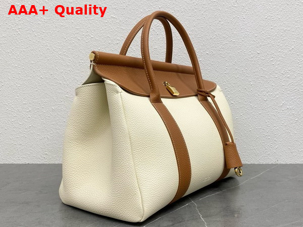 Loro Piana Loom Bag L32 White and Brown Grained Calfskin Replica