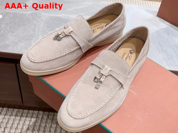 Loro Piana Summer Charms Walk Loafers in Beige Suede Leather Replica