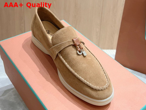 Loro Piana Summer Charms Walk Loafers in Natural Suede Leather Replica