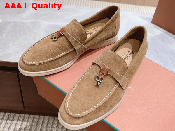 Loro Piana Summer Charms Walk Loafers in Natural Suede Leather Replica