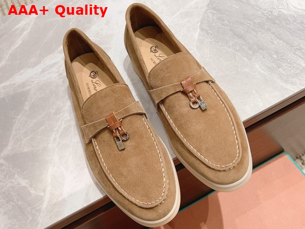 Loro Piana Summer Charms Walk Loafers in Natural Suede Leather Replica