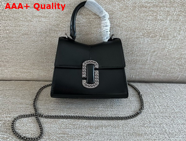 Marc Jacobs The St Marc Mini Top Handle Bag in Black Smooth Leather Replica