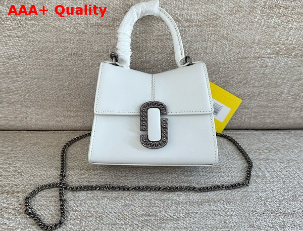 Marc Jacobs The St Marc Mini Top Handle Bag in White Smooth Leather Replica