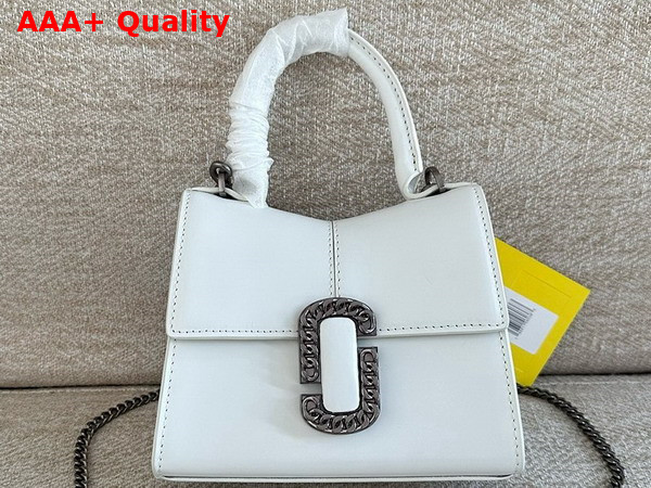 Marc Jacobs The St Marc Mini Top Handle Bag in White Smooth Leather Replica