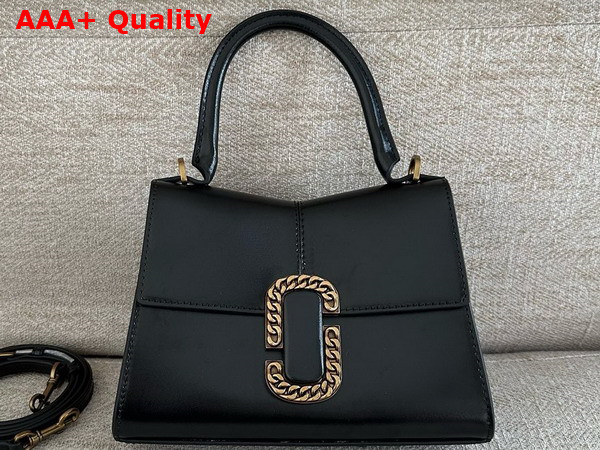 Marc Jacobs The St Marc Top Handle Bag in Black Smooth Leather Replica