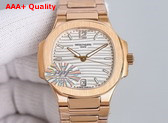 Patek Philippe Nautilus Watch Self Winding Mechanical Movement Silvery Opaline Dial Rose Gold Case 7118 1R 001 Replica