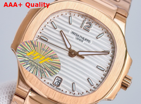 Patek Philippe Nautilus Watch Self Winding Mechanical Movement Silvery Opaline Dial Rose Gold Case 7118 1R 001 Replica