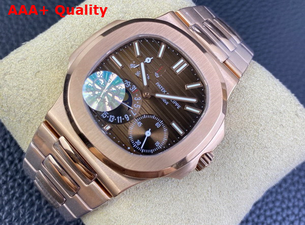 Patek Philippe Nautilus Watch Self Winding Mechanical Movement Sunburst Brown Dial Rose Gold Case 5712 1R 001 Replica