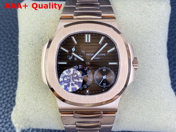 Patek Philippe Nautilus Watch Self Winding Mechanical Movement Sunburst Brown Dial Rose Gold Case 5712 1R 001 Replica