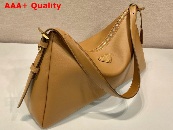 Prada Aimee Large Leather Shoulder Bag in Caramel 1BC228 Replica