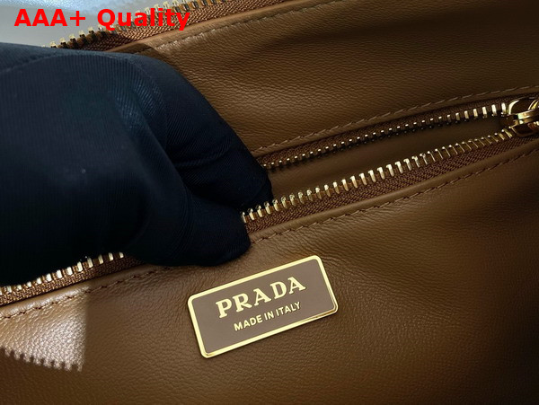 Prada Aimee Large Leather Shoulder Bag in Caramel 1BC228 Replica