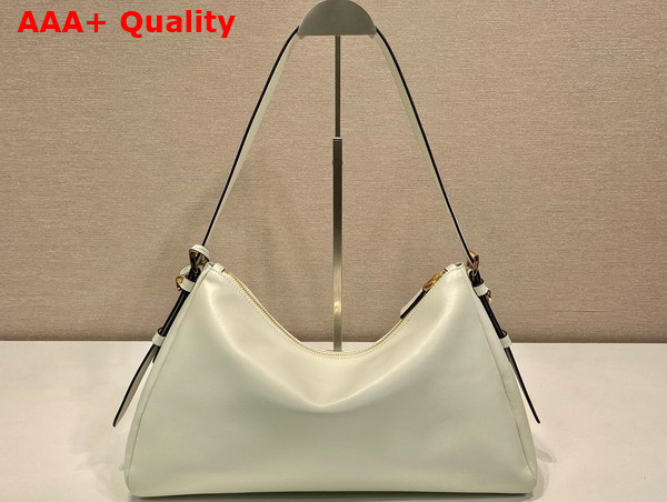 Prada Aimee Large Leather Shoulder Bag in White 1BC228 Replica