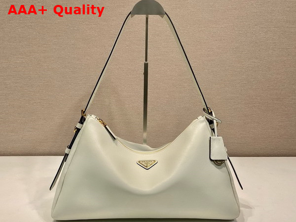 Prada Aimee Large Leather Shoulder Bag in White 1BC228 Replica