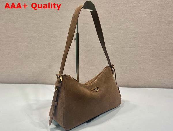 Prada Aimee Medium Suede Shoulder Bag in Cocoa Brown 1BC229 Replica