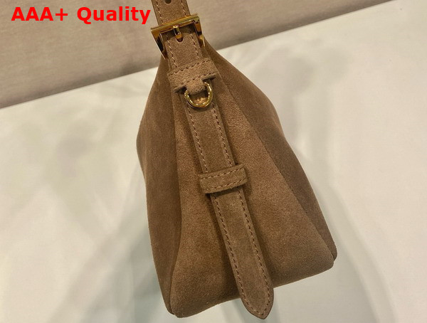 Prada Aimee Medium Suede Shoulder Bag in Cocoa Brown 1BC229 Replica