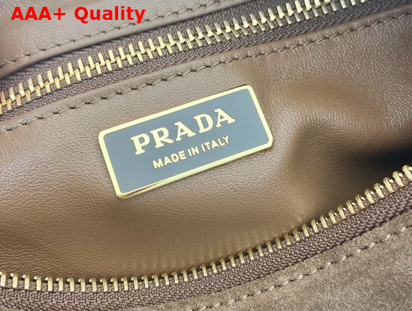 Prada Aimee Medium Suede Shoulder Bag in Cocoa Brown 1BC229 Replica