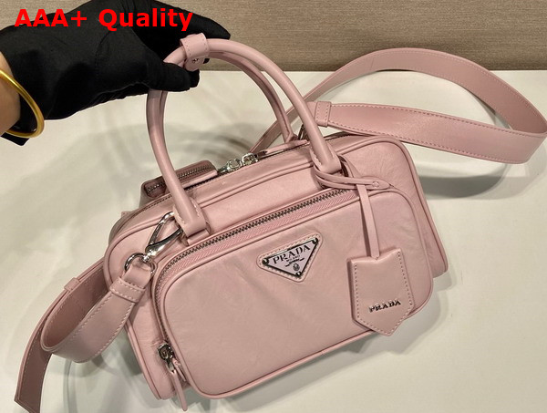 Prada Alabaster Pink Antique Nappa Leather Multi Pocket Top Handle Bag 1BB099 Replica