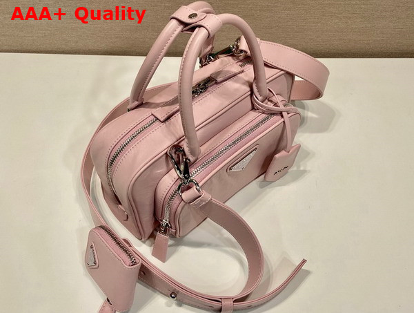 Prada Alabaster Pink Antique Nappa Leather Multi Pocket Top Handle Bag 1BB099 Replica