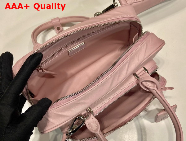 Prada Alabaster Pink Antique Nappa Leather Multi Pocket Top Handle Bag 1BB099 Replica