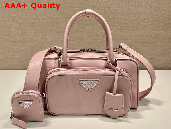 Prada Alabaster Pink Antique Nappa Leather Multi Pocket Top Handle Bag 1BB099 Replica