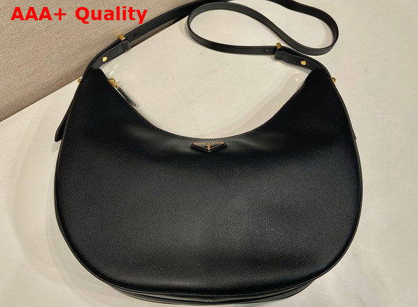 Prada Arque Large Leather Shoulder Bag in Black 1BC218 Replica