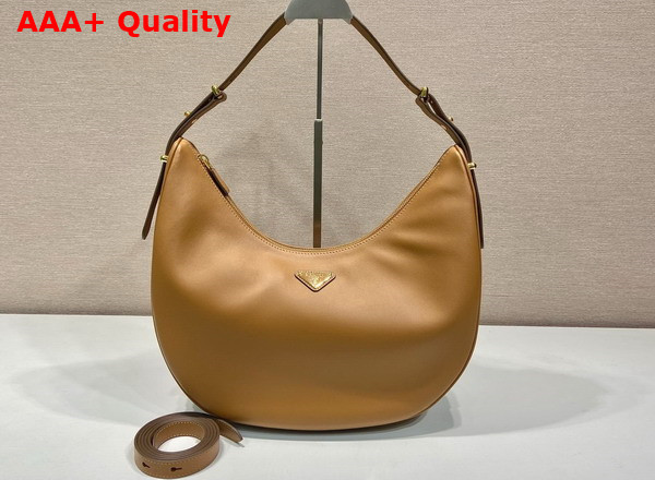 Prada Arque Large Leather Shoulder Bag in Caramel 1BC218 Replica