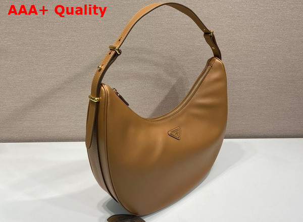 Prada Arque Large Leather Shoulder Bag in Caramel 1BC218 Replica