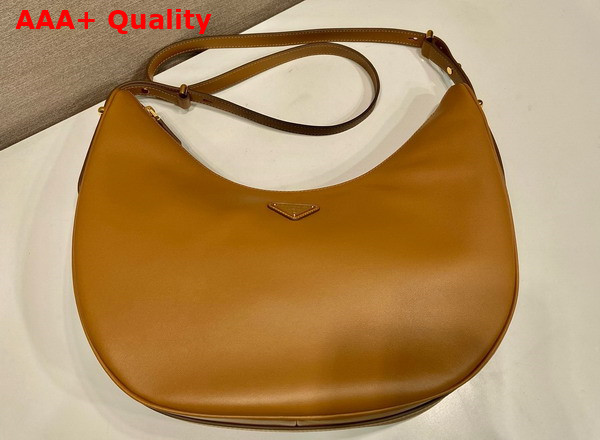 Prada Arque Large Leather Shoulder Bag in Caramel 1BC218 Replica