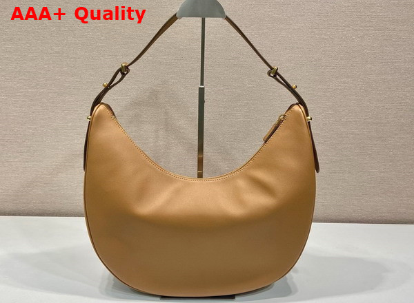 Prada Arque Large Leather Shoulder Bag in Caramel 1BC218 Replica