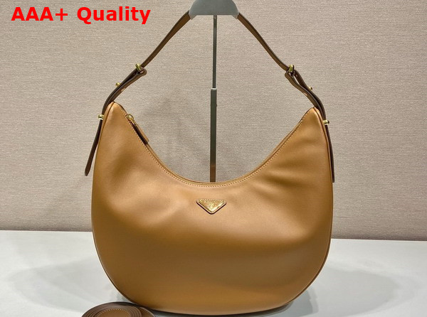 Prada Arque Large Leather Shoulder Bag in Caramel 1BC218 Replica