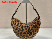 Prada Arque Printed Leather Shoulder Bag in Honey 1BC194 Replica