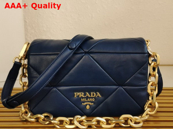 Prada Big System Nappa Patchwork Shoulder Bag in Blue 1BD328 Replica