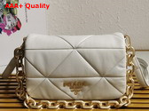 Prada Big System Nappa Patchwork Shoulder Bag in White 1BD328 Replica