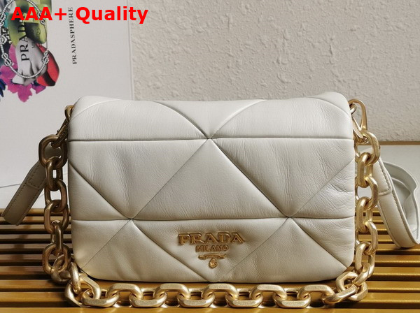 Prada Big System Nappa Patchwork Shoulder Bag in White 1BD328 Replica