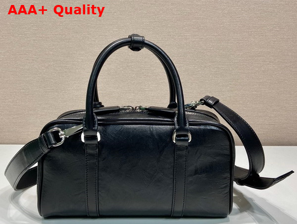 Prada Black Antique Nappa Leather Multi Pocket Top Handle Bag 1BB099 Replica