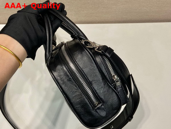 Prada Black Antique Nappa Leather Multi Pocket Top Handle Bag 1BB099 Replica