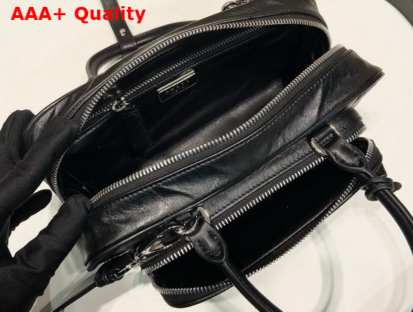 Prada Black Antique Nappa Leather Multi Pocket Top Handle Bag 1BB099 Replica