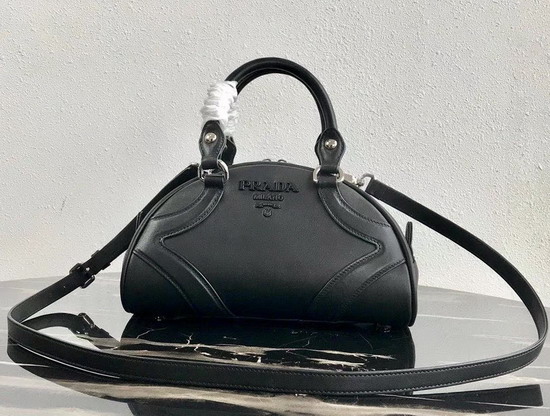 Prada Bowling Bag in Black Nappa Leather