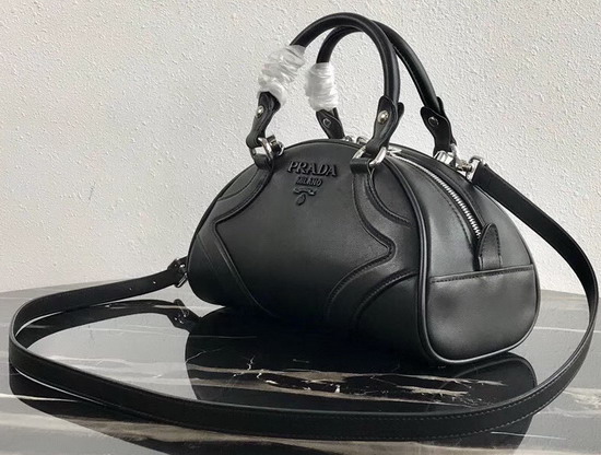 Prada Bowling Bag in Black Nappa Leather