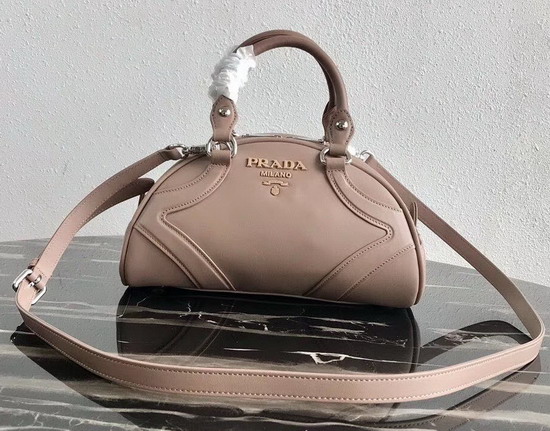 Prada Bowling Bag in Nude Leather