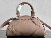 Prada Bowling Bag in Nude Leather